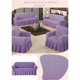 UY STYLE Bürümcük Lastikli, Etekli Koltuk Örtüsü 3+3+1+1 Takım - 180 x 230 cm - Lila
