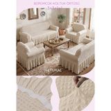 UY STYLE Bürümcük Lastikli, Etekli Koltuk Örtüsü 3+3+1+1 Takım - 180 x 230 cm - Natural