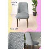 UY STYLE Büyük Boy Oval Sandalye Örtüsü,likrali ,esnekli Oval Saldalye Kılıfı Tuğla Desen 1ADET - 55 x 60 cm - Taş - Gri