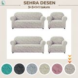 Uy Style Jakarli Koltuk ,kanepe, Çekyat Örtüsü ,koltuk Kılıfı Sehra Desen 3+3+1+1 Takım - Vizon - 180 x 230 cm