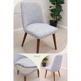 UY STYLE Jakarli Kumaş Çubuk Desen Büyük Oval Sandalye Kılıfı,likrali ,esnekli Oval Sandalye Örtüsü 1 Adet - 55 x 60 cm - Taş - Gri