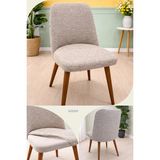 UY STYLE Jakarli Kumaş Çubuk Desen Büyük Oval Sandalye Kılıfı,likrali ,esnekli Oval Sandalye Örtüsü 1 Adet - 55 x 60 cm - Vizon