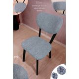UY STYLE Jakarli Kumaş Elma Sandalye Kılıfı ,lastikli,esnekli Sandalye Örtüsü(Çubuk Desen) 1 Adet - 45 x 51 cm - Gri