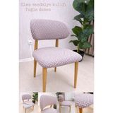 UY STYLE Jakarli Kumaş Elma Sandalye Kılıfı,tuğla Desen (1 Adet) - 45 x 51 cm - Vizon