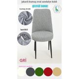Uy Style jakarli kumaş oval sandalye kılıfı,sandalye örtüsü çubuk desen 6 adet