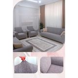 UY STYLE Jakarli , Lastikli Koltuk Örtüsü ,likrali, Esnekli Koltuk Kılıfı , Leke Tutmaz ,3+3+1+1 Takım(Ağaç Kabuğu Desen) - 180 x 230 cm - Vizon