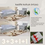 Uy Style Kadife Koltuk, Kanepe, Çekyat Örtüsü , Koltuk Kılıfı 3+3+1+1 Takım - Gri - 180 x 230 cm