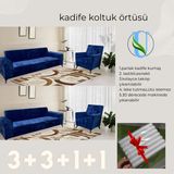 Uy Style Kadife Koltuk, Kanepe, Çekyat Örtüsü , Koltuk Kılıfı 3+3+1+1 Takım - Lacivert - 180 x 230 cm