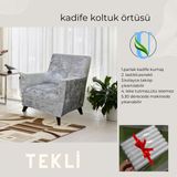Uy Style Kadife Tek Kişilik Koltuk Örtüsü,berjer Kılıfı Lastikli - Gri - 75 x 115 cm