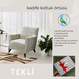 Uy Style Kadife Tek Kişilik Koltuk Örtüsü,berjer Kılıfı Lastikli - Krem - 75 x 115 cm