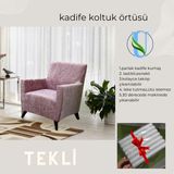 Uy Style Kadife Tek Kişilik Koltuk Örtüsü,berjer Kılıfı Lastikli - Pembe - 75 x 115 cm