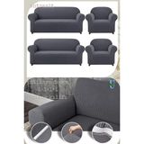 UY STYLE Likrali Koltuk Kılıfı ,esnekli Lastikli Koltuk Örtüsü Pitikare Desen 3+3+1+1takım - 180 x 230 cm - Antrasit