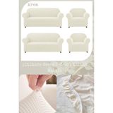UY STYLE Likrali Koltuk Kılıfı ,esnekli Lastikli Koltuk Örtüsü Pitikare Desen 3+3+1+1takım - 180 x 230 cm - Krem