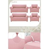 UY STYLE Likrali Koltuk Kılıfı ,esnekli Lastikli Koltuk Örtüsü Pitikare Desen 3+3+1+1takım - 180 x 230 cm - Pudra