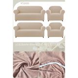 UY STYLE Likrali Koltuk Kılıfı ,esnekli Lastikli Koltuk Örtüsü Pitikare Desen 3+3+1+1takım - 180 x 230 cm - Vizon