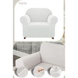 UY STYLE Likrali Tekli Koltuk Kılıfı ,esnekli Lastikli Koltuk Örtüsü Pitikare Desen Tek Kişilik - 70 x 115 cm - Beyaz