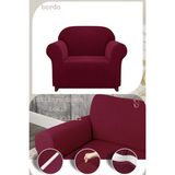 UY STYLE Likrali Tekli Koltuk Kılıfı ,esnekli Lastikli Koltuk Örtüsü Pitikare Desen Tek Kişilik - 70 x 115 cm - Bordo