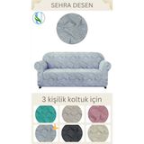 Uy Style Tekstil Jakarli Koltuk ,kanepe ,çekyat Örtüsü ,koltuk Kılıfı Sehra Desen (3 Kişilik) - Gri - 180 x 230 cm
