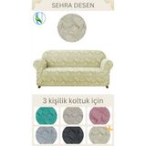 Uy Style Tekstil Jakarli Koltuk ,kanepe ,çekyat Örtüsü ,koltuk Kılıfı Sehra Desen (3 Kişilik) - Krem - 180 x 230 cm