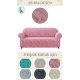 Uy Style Tekstil Jakarli Koltuk ,kanepe ,çekyat Örtüsü ,koltuk Kılıfı Sehra Desen (3 Kişilik) - Pembe - 180 x 230 cm