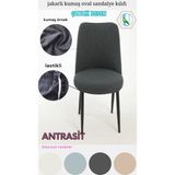 Uy Style Tekstil Jakarli Kumaş Oval Sandalye Kılıfı,sandalye Örtüsü Çubuk Desen 1 Adet - Antrasit - 40 x 55 cm