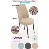 Uy Style Tekstil Jakarli Kumaş Oval Sandalye Kılıfı,sandalye Örtüsü Çubuk Desen 6 Adet - Vizon - 40 x 55 cm