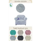 Uy Style Tekstil Jakarli Tek Kişilik Koltuk Örtüsü ,berjer Kılıfı Sahra Desen - Gri - 75 x 115 cm