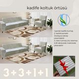 Uy Style Tekstil Kadife Koltuk, Kanepe, Çekyat Örtüsü , Koltuk Kılıfı 3+3+1+1 Takım - Krem - 180 x 230 cm
