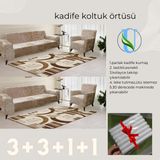 Uy Style Tekstil Kadife Koltuk, Kanepe, Çekyat Örtüsü , Koltuk Kılıfı 3+3+1+1 Takım - Vizon - 180 x 230 cm