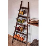 uyanhome Ahşap Ayaklı Sepet Raf Tel Askılı Metal Havluluk Standı Ve Mutfak Rafı Uynev9012esak