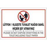 Uyarı Levhası/lütfen Klozete Tuvalet Kağıdı Da Dahil Hiçbirşey Atmayınızlevhası Çift Dilli (Ingilizce-Türkçe)