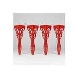Uyart Home Uyart S8 Flame Kırmızı Metal Masa Ayağı – Dekoratif Alev Desenli Tasarım – 72 Cm