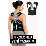 Uydee Dik Duruş Korsesi Erkek Kadın Ayarlanabilir Sırt Korsesi Kamburluk Önleyici Omuz Sırt Düzeltici - Siyah - Standart