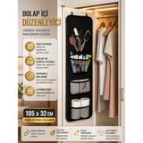 Uydee Kapı Arkası Düzenleyici 4 Gözlü Askılı Organizer File Cepli Dolap Içi Organizer Banyo ve Gardırop Düzenleyici 105X32 cm - Siyah