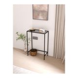 UYGAMO Lirio Metal Dresuar Dekoratif Kahve Köşesi Konsol Siyah Füme Cam 60 cm Antre Hol Sehpası