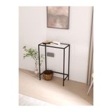 UYGAMO Lirio Metal Dresuar Dekoratif Kahve Köşesi Konsol Siyah Şeffaf Cam 60 cm Antre Hol Sehpası