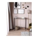 UYGAMO Vivo Metal Dresuar Dekoratif Kahve Köşesi Konsol Siyah Şeffaf Cam 80 cm Yan Sehpa Dar Alanlar İçin Antre Hol