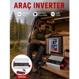 uygun 1000 Watt Oto İnvertör Elektrik Dönüştürücü Ev Tipi Priz popüler