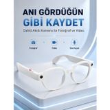 uygun Beyaz Bluetooth Akıllı Gözlük Dahili Kameralı Fotoğraf Video Kayıt Yapay Zeka Çeviri D