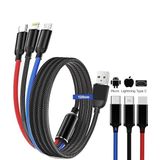 UYGUN ELEKTRONİK Hızlı Şarj ve Data Aktarım Kablosu, 60W - 3A USB A, Type C (Usb c), Micro USB, Lightning Uyumlu 3 ü 1 Arada Çoklu Kablo