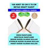 Uygun Kutu ve Ambalaj 100 Adet 50cm x 70cm 120 Gr. Çift Yönlü Beyaz Kraft Ambalaj Kağıdı, Hediye Ürün Paketi, Oto Paspası, Çocuk Etkinlik