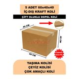 Uygun Kutu ve Ambalaj 5 ADET 60x40x40 EV TAŞIMA KOLİSİ, ÇEYİZ KOLİSİ, BOŞ KOLİ, ÇİFT OLUKLU KSSSK DOPEL