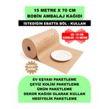 Uygun Kutu ve Ambalaj 70 Cm x 15 Metre Bobin Rulo Kraft Rengi Ambalaj Kağıdı, Ev Eşyası, Çeyiz, Hediye, Ürün Paketleme