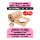 Uygun Kutu ve Ambalaj 70 Cm x 25 Metre Bobin Rulo Kraft Rengi Ambalaj Kağıdı, Ev Eşyası, Çeyiz, Hediye, Ürün Paketleme