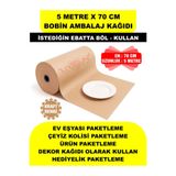 Uygun Kutu ve Ambalaj 70 Cm x 5 Metre Bobin Rulo Kraft Rengi Ambalaj Kağıdı, Ev Eşyası, Çeyiz, Hediye, Ürün Paketleme