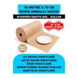 Uygun Kutu ve Ambalaj 70 Cm x 50 Metre Bobin Rulo Kraft Rengi Ambalaj Kağıdı, Ev Eşyası, Çeyiz, Hediye, Ürün Paketleme