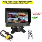 Uygun Markett 7 Inç 4'e Bölünen Monitör Ekran 4 Kamerayı Aynı Anda Gösteren Yüksek Çözünürlüklü Araç İçi Sistem