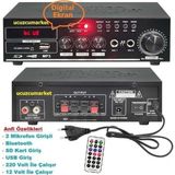Uygun Markett Amfi 110W Bluetooth USB-SD Kart MP3 Çalar 2 Mikrofon Girişi 220V Güç Çıkışı ile