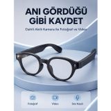 uygun Siyah Bluetooth Akıllı Gözlük Dahili Kameralı Fotoğraf Video Kayıt AI Çeviri Dokunmati
