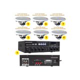 Uygun Tavan Hoparlör Seti (1 Adet Amfi + 6 Adet 100V 13 cm )